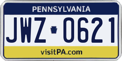PA license plate JWZ0621