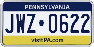PA license plate JWZ0622