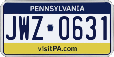 PA license plate JWZ0631
