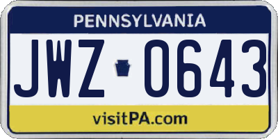 PA license plate JWZ0643