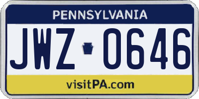 PA license plate JWZ0646