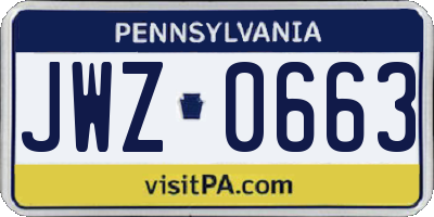 PA license plate JWZ0663