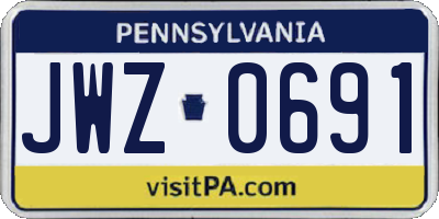 PA license plate JWZ0691