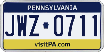 PA license plate JWZ0711