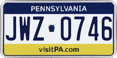 PA license plate JWZ0746