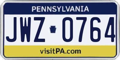 PA license plate JWZ0764