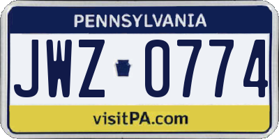 PA license plate JWZ0774