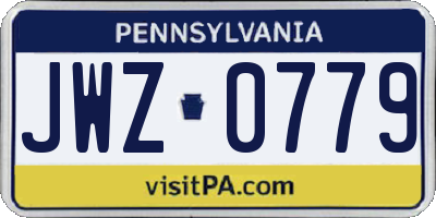 PA license plate JWZ0779
