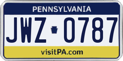 PA license plate JWZ0787