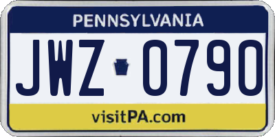 PA license plate JWZ0790