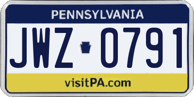 PA license plate JWZ0791