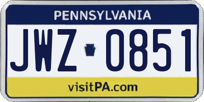 PA license plate JWZ0851