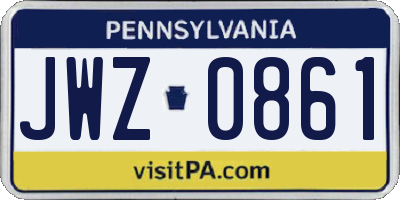 PA license plate JWZ0861