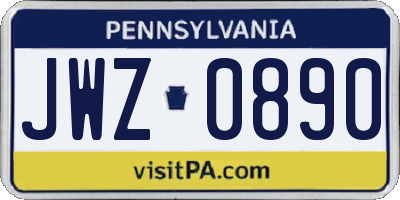 PA license plate JWZ0890