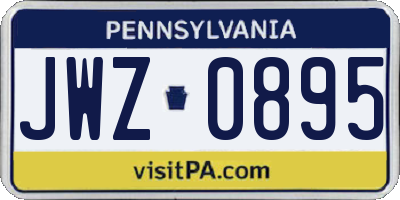 PA license plate JWZ0895
