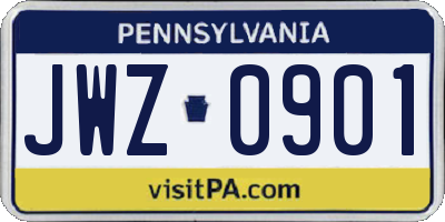 PA license plate JWZ0901