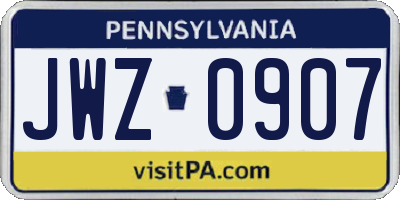 PA license plate JWZ0907