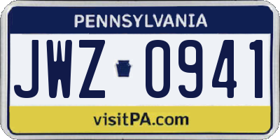 PA license plate JWZ0941