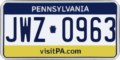 PA license plate JWZ0963