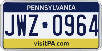 PA license plate JWZ0964