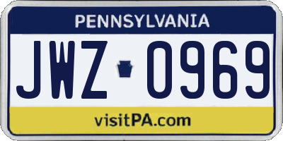 PA license plate JWZ0969