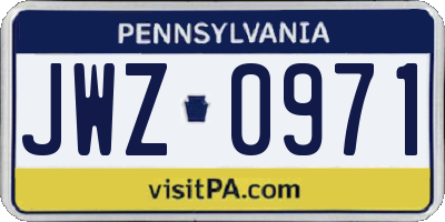 PA license plate JWZ0971