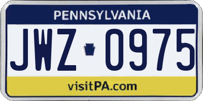 PA license plate JWZ0975