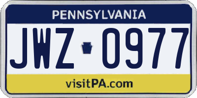 PA license plate JWZ0977
