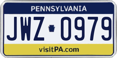 PA license plate JWZ0979
