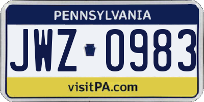 PA license plate JWZ0983