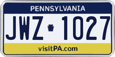 PA license plate JWZ1027