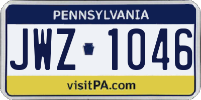 PA license plate JWZ1046