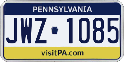 PA license plate JWZ1085