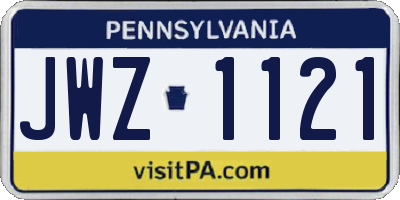 PA license plate JWZ1121