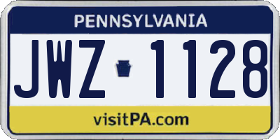 PA license plate JWZ1128