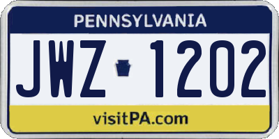 PA license plate JWZ1202