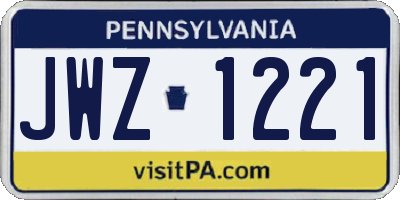 PA license plate JWZ1221