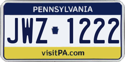 PA license plate JWZ1222