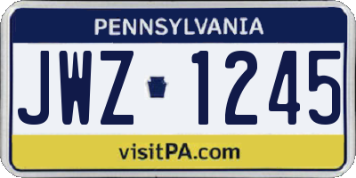 PA license plate JWZ1245