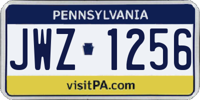 PA license plate JWZ1256