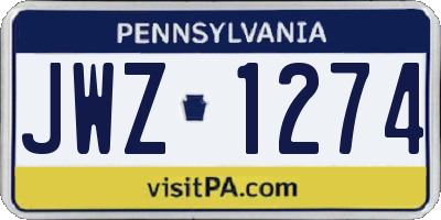 PA license plate JWZ1274