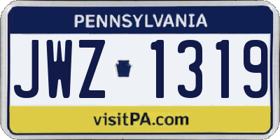PA license plate JWZ1319