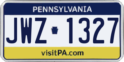 PA license plate JWZ1327