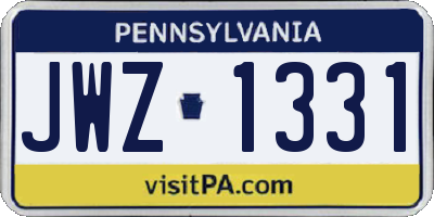 PA license plate JWZ1331