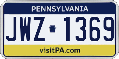 PA license plate JWZ1369