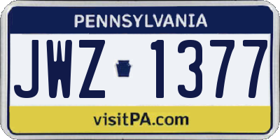 PA license plate JWZ1377