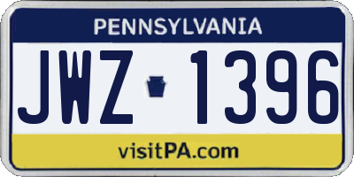 PA license plate JWZ1396