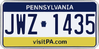PA license plate JWZ1435