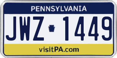 PA license plate JWZ1449