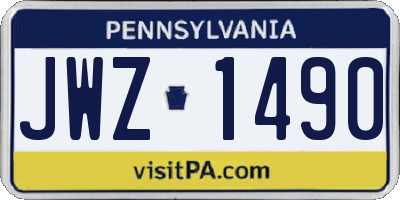 PA license plate JWZ1490